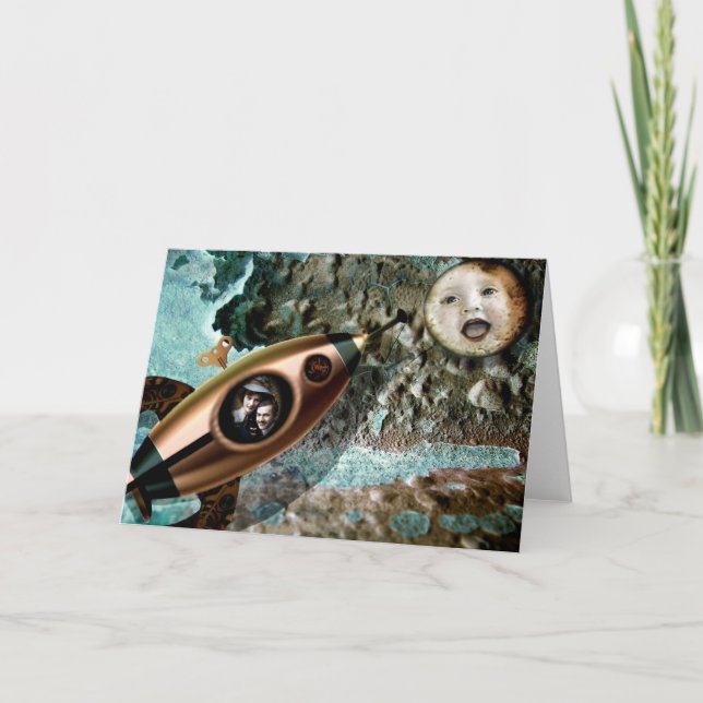 Tarjeta de felicitación del bebé de la luna (Anverso)