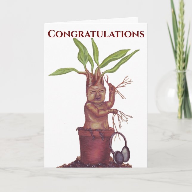 Tarjeta de felicitación del bebé de Mandrake grita (Anverso)