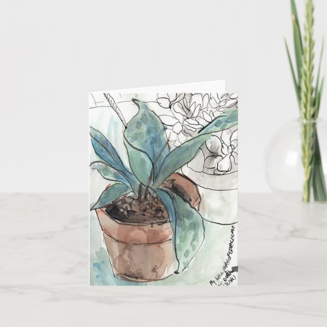 Tarjeta de felicitación del bosquejo de la pluma y (Anverso)