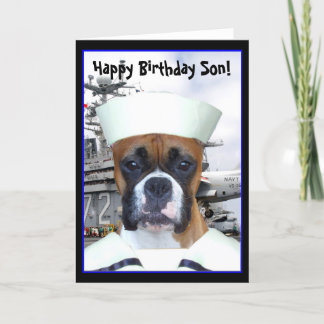 Tarjeta de felicitación del boxeador de la Marina