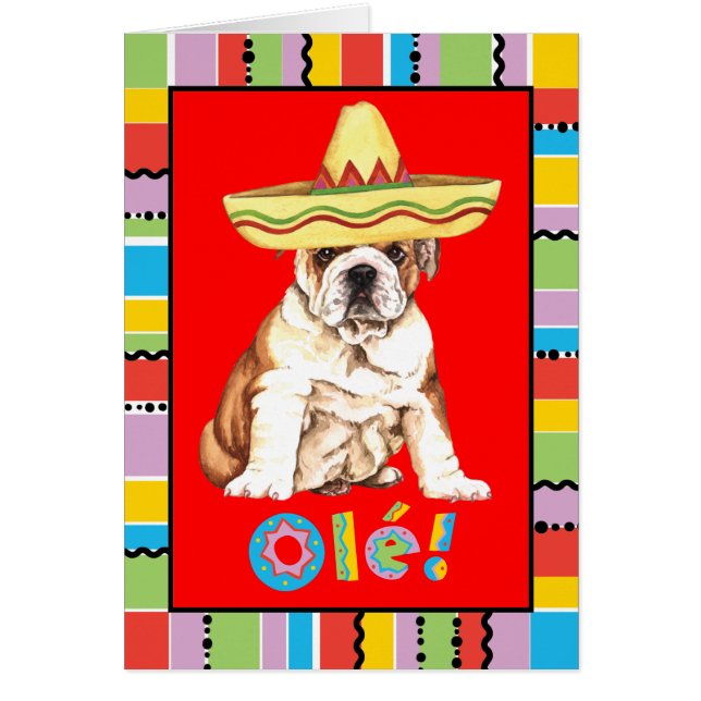 Tarjeta de felicitación del bulldog de la fiesta (Frente)