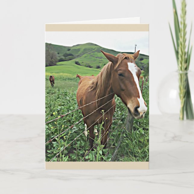 Tarjeta de felicitación del caballo, en blanco (Anverso)