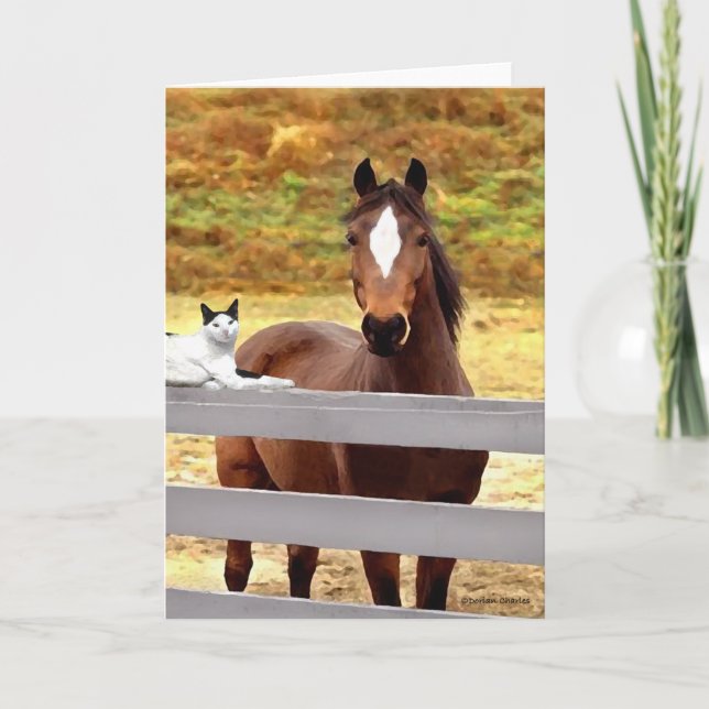 Tarjeta "de felicitación del caballo y de su gato" (Anverso)