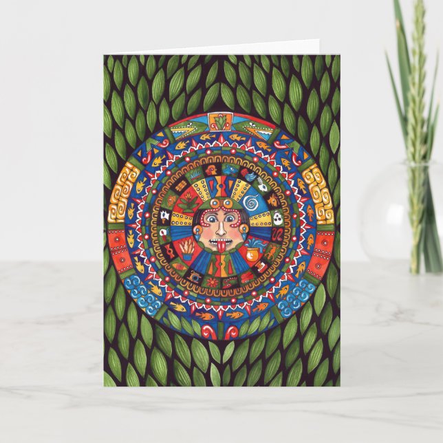 Tarjeta de felicitación del calendario azteca (Anverso)