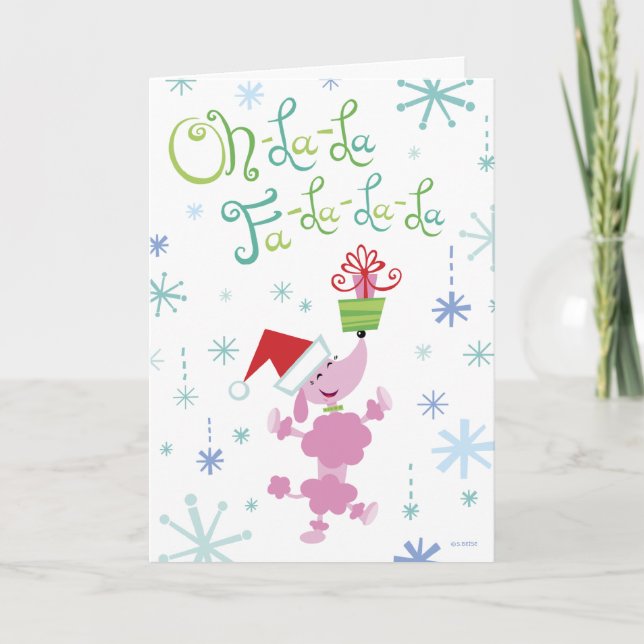 Tarjeta de felicitación del caniche del navidad (Anverso)
