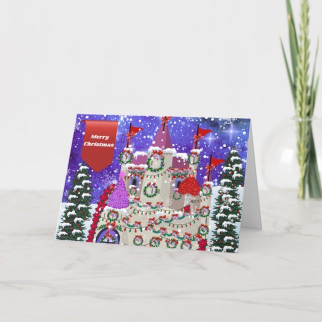 Tarjeta de felicitación del castillo de navidad de (Anverso)