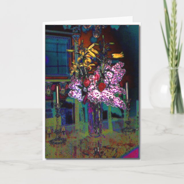 Tarjeta de felicitación del centro de flores del (Anverso)
