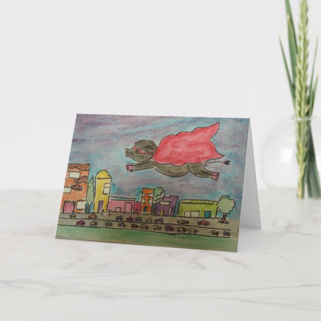 Tarjeta de felicitación del cerdo del poder (Anverso)
