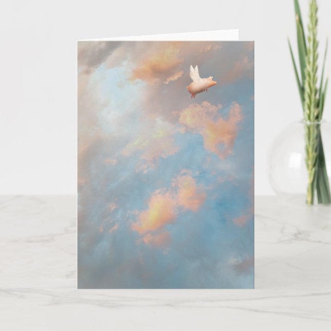 tarjeta de felicitación del cerdo del vuelo (Anverso)