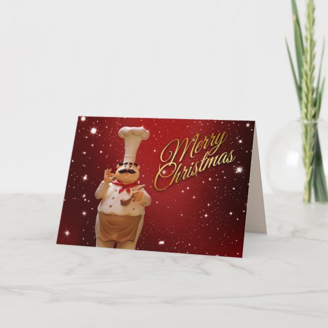 tarjeta de felicitación del chef del navidad (Anverso)