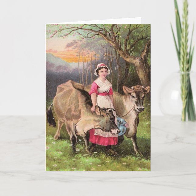 Tarjeta de felicitación del Chica de la granja lec (Anverso)