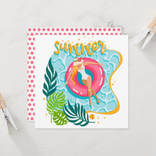 Tarjeta de felicitación del Chica de playa de vera