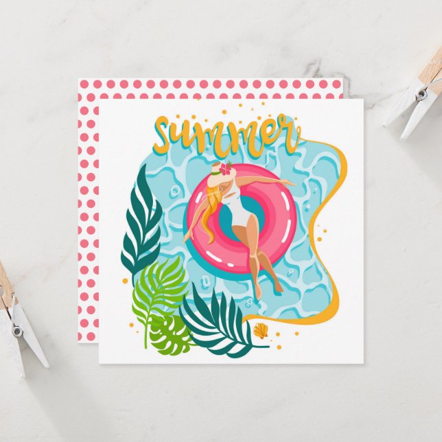 Tarjeta de felicitación del Chica de playa de vera (Anverso/Reverso In Situ)