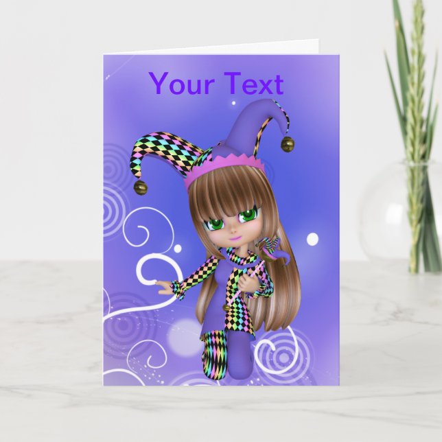 Tarjeta de felicitación del chica del bufón (Anverso)