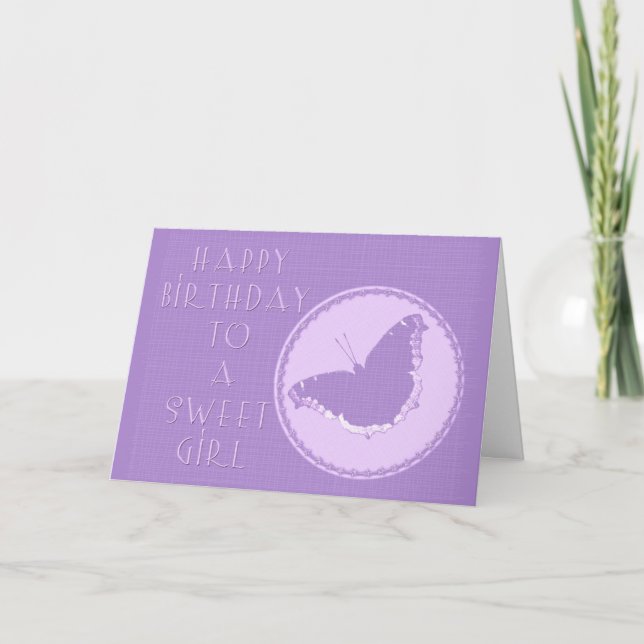 Tarjeta de felicitación del chica del cumpleaños - (Anverso)