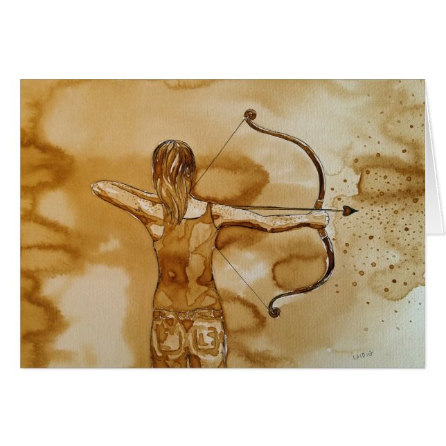tarjeta de felicitación del chica del tiro al arco (Anverso (Horizontal))