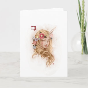 Tarjeta de felicitación del chica del zodiaco: