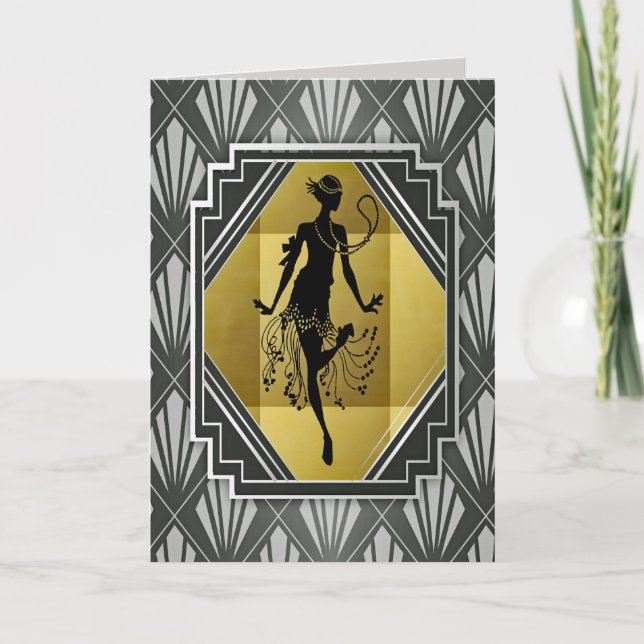 tarjeta de felicitación del chica flapper (Anverso)