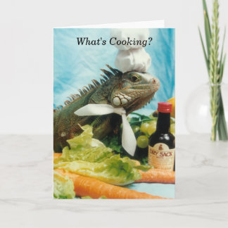 Tarjeta de felicitación del cocinero de la iguana
