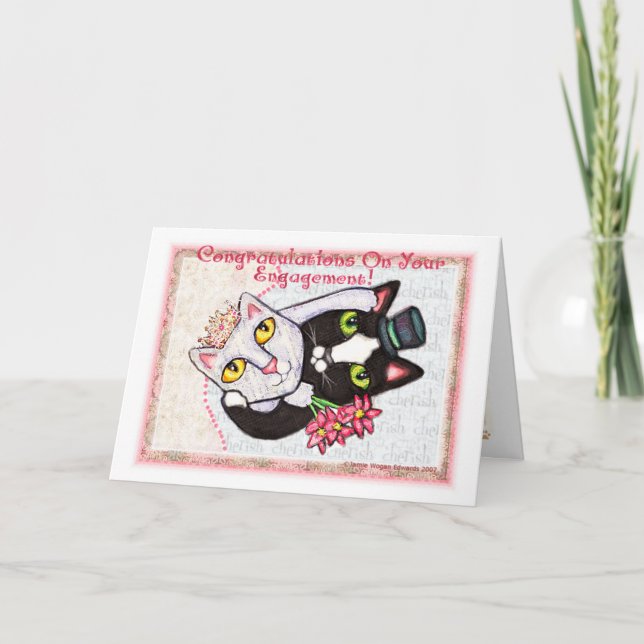 Tarjeta de felicitación del compromiso de la boda (Anverso)