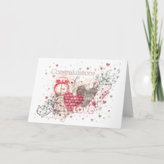 Tarjeta de felicitación del compromiso, de la boda