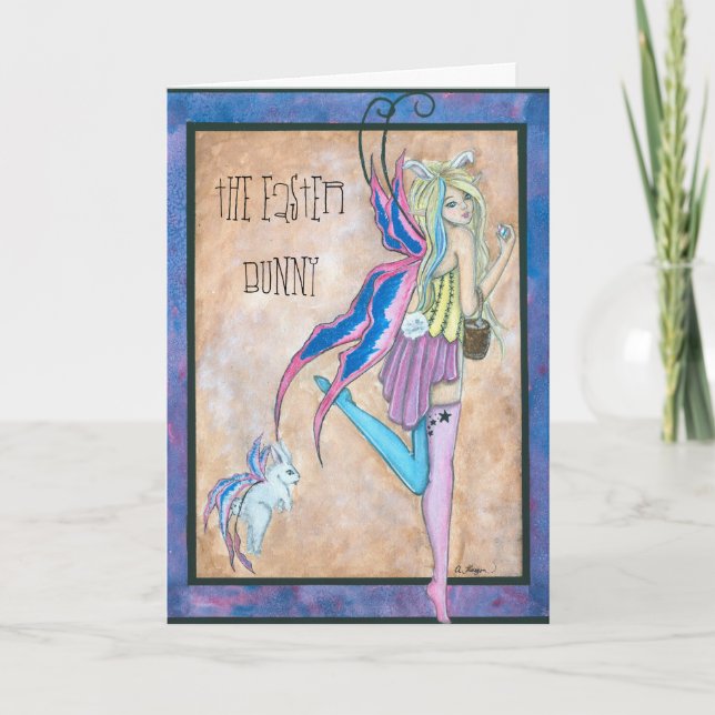 Tarjeta de felicitación del conejito de pascua (Anverso)