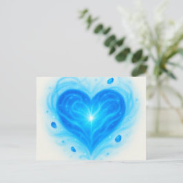 Tarjeta de felicitación del corazón azul radiante 