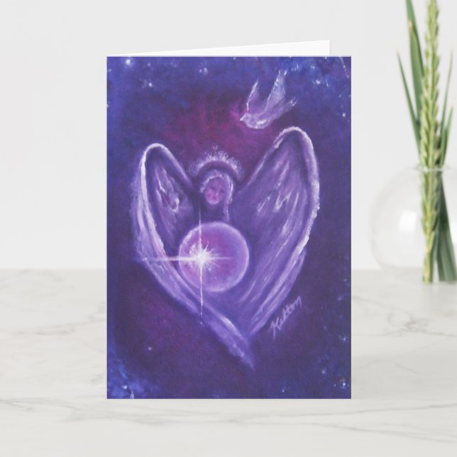 Tarjeta de felicitación del corazón del ángel (Anverso)