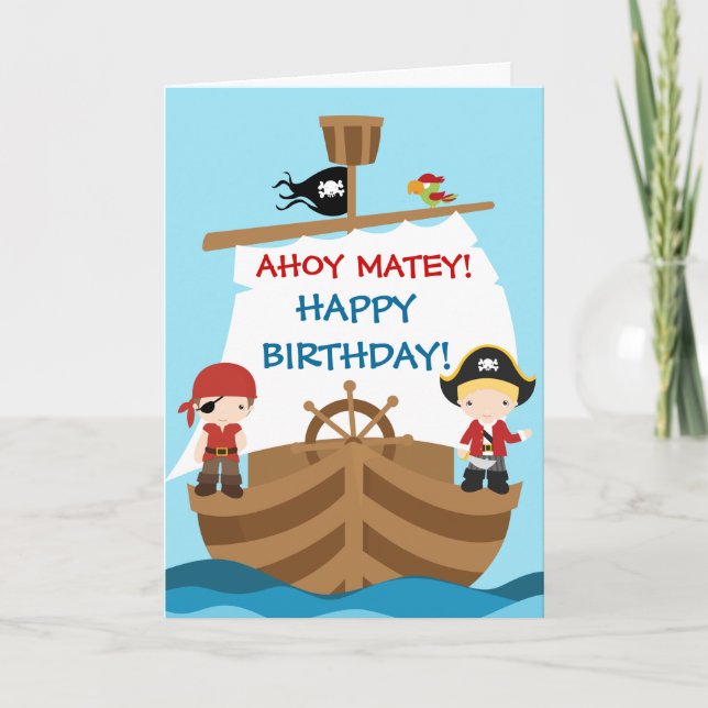 Tarjeta de felicitación del cumpleaños del barco (Anverso)