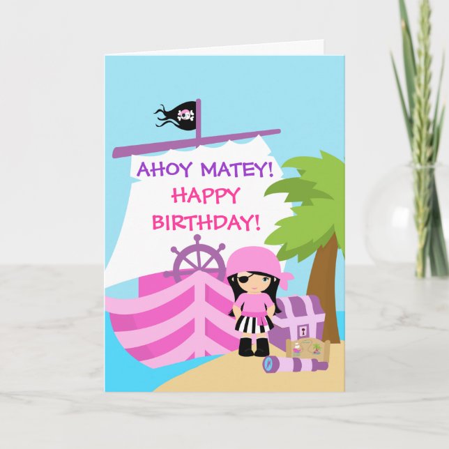 Tarjeta de felicitación del cumpleaños del chica (Anverso)