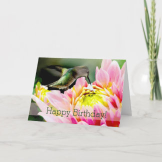 Tarjeta de felicitación del cumpleaños del colibrí