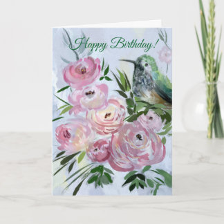 Tarjeta de felicitación del cumpleaños del colibrí
