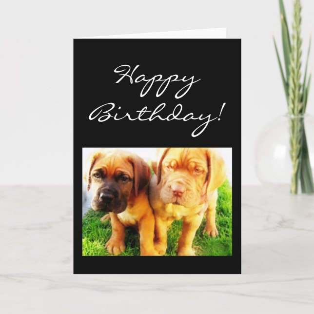 Tarjeta de felicitación del cumpleaños Dogue de Bu (Anverso)