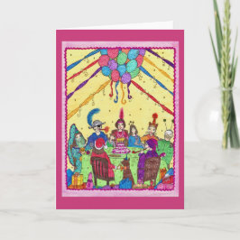 Tarjeta de felicitación del cumpleaños, trajes,
