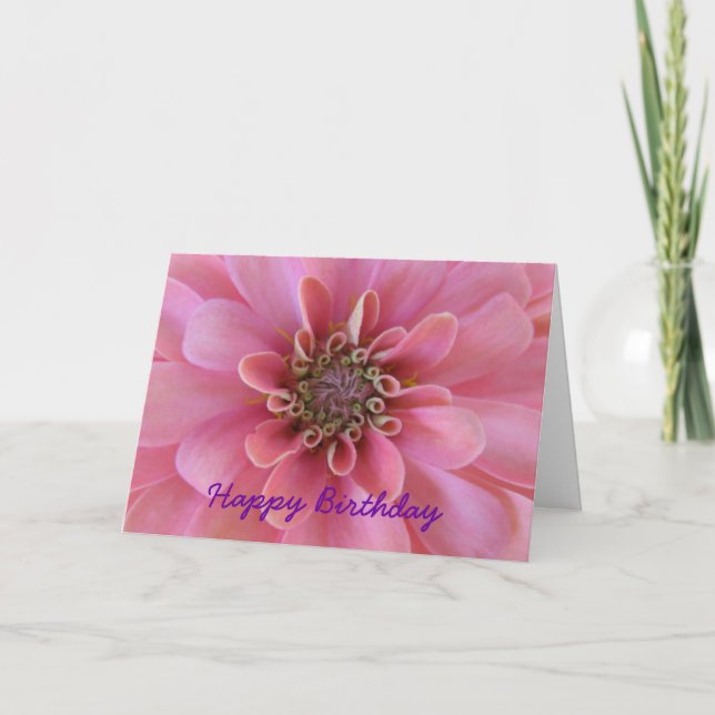 Tarjeta de felicitación del cumpleaños, zinnia (Anverso)