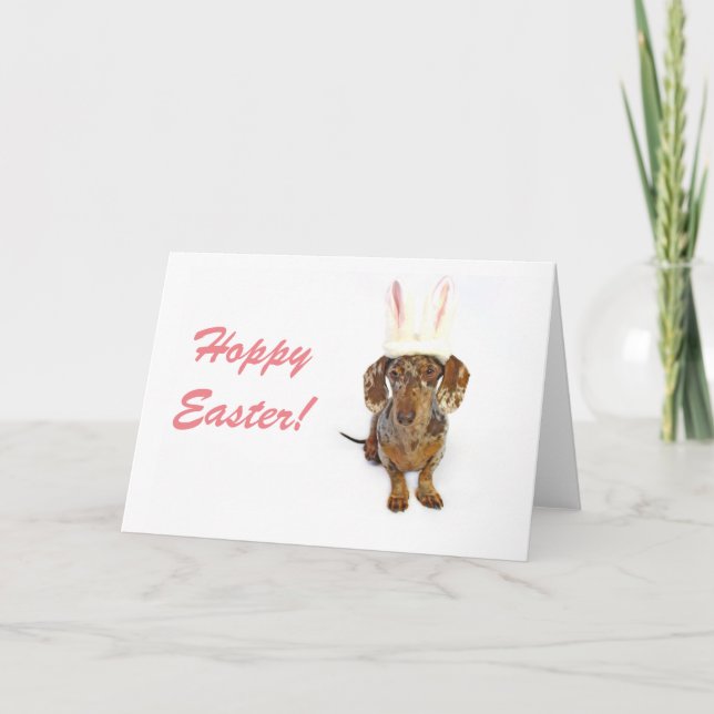 Tarjeta de felicitación del Dachshund de Pascua (Anverso)