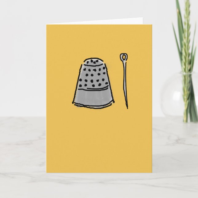 Tarjeta de felicitación del dedal y de la aguja (Anverso)