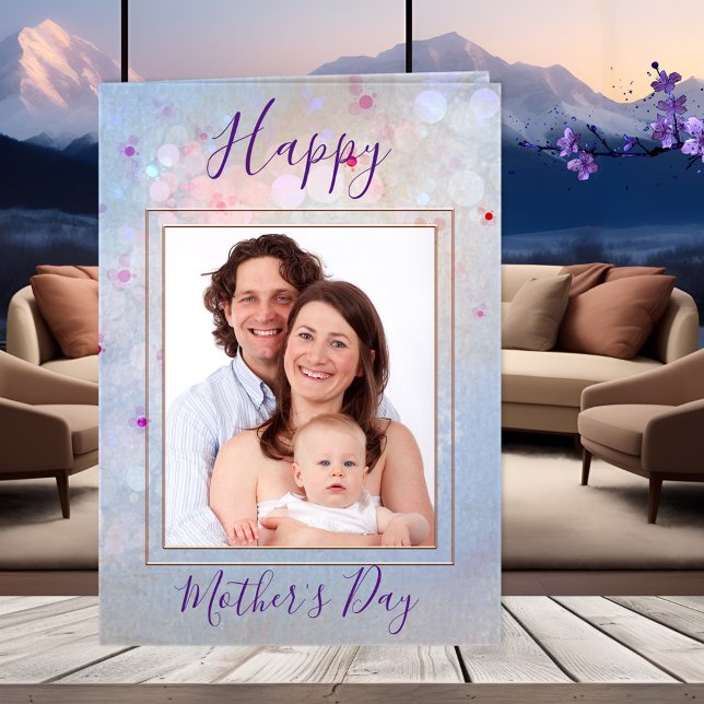 Tarjeta de felicitación del Día de la Madre (Happy Mother's Day greeting card featuring your photos framed by a cheerful artistic pastel design)