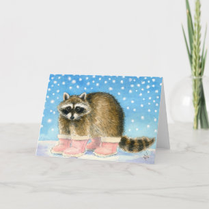 Tarjeta de felicitación del día de Raccoon'sSnow