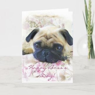 Tarjeta de felicitación del Día del Jefe Pug