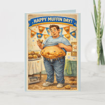 Tarjeta de felicitación del día del muffin feliz