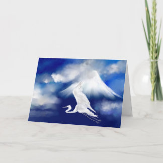 Tarjeta de felicitación del Egret del monte Fuji y
