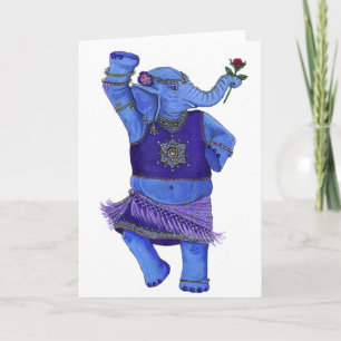 Tarjeta de felicitación del elefante del baile