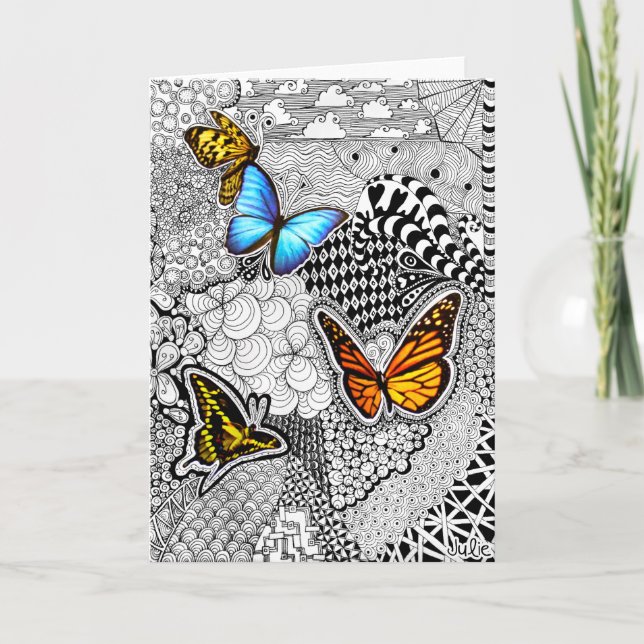 Tarjeta de felicitación del enredo de la mariposa (Anverso)