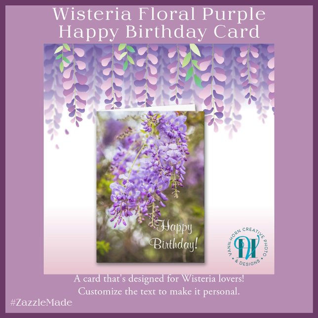 Tarjeta de felicitación del feliz cumpleaños de la (Beautiful Wisteria Bloom Birthday Card for Your Someone Special.)