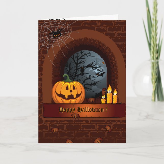 Tarjeta de felicitación del feliz Halloween (Anverso)