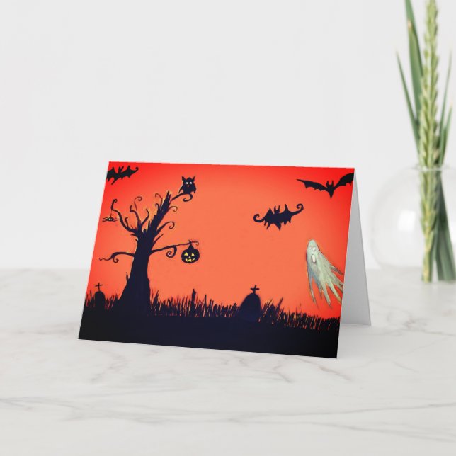 Tarjeta de felicitación del feliz Halloween (Anverso)