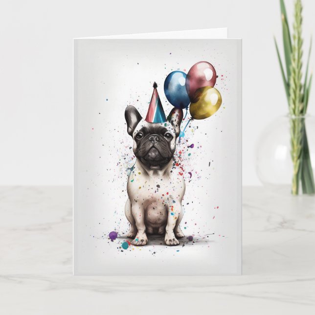 Tarjeta de felicitación del Fiesta de Bulldog fran (Anverso)