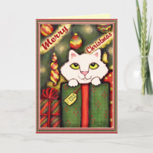 Tarjeta de felicitación del gatito del navidad