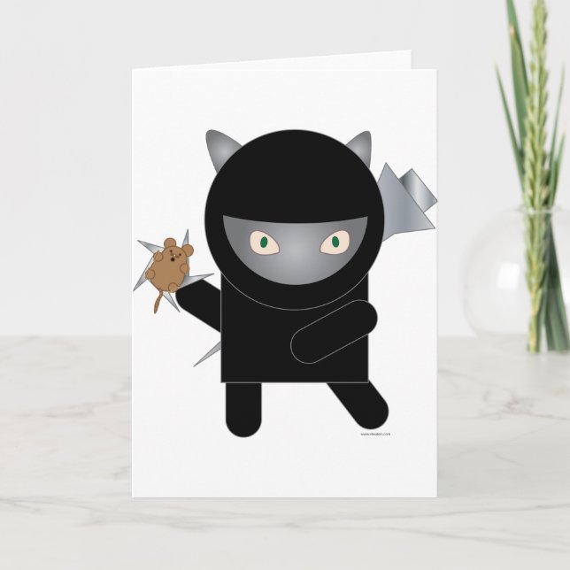 tarjeta de felicitación del gatito del ninja (Anverso)